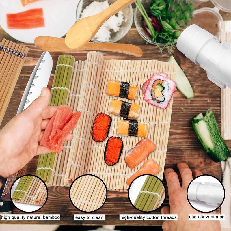 TIMDAM Sushi Making Kit for Beginners, All in One Sushi Maker Set with Sushi Mats Bamboo Roller, Sushi Bazooka, Chopsticks, Paddle, Spreader, Sushi Knife, Chopsticks Holder, Sushi Kit for Home - Image 5
